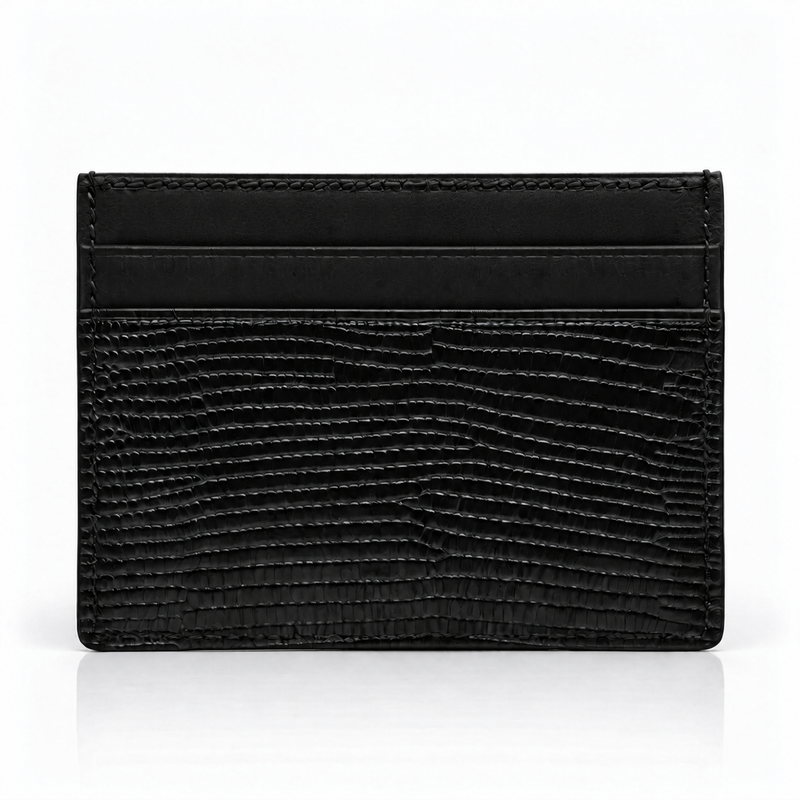 Card Holder - Cowhide Leather with Lizard Pattern