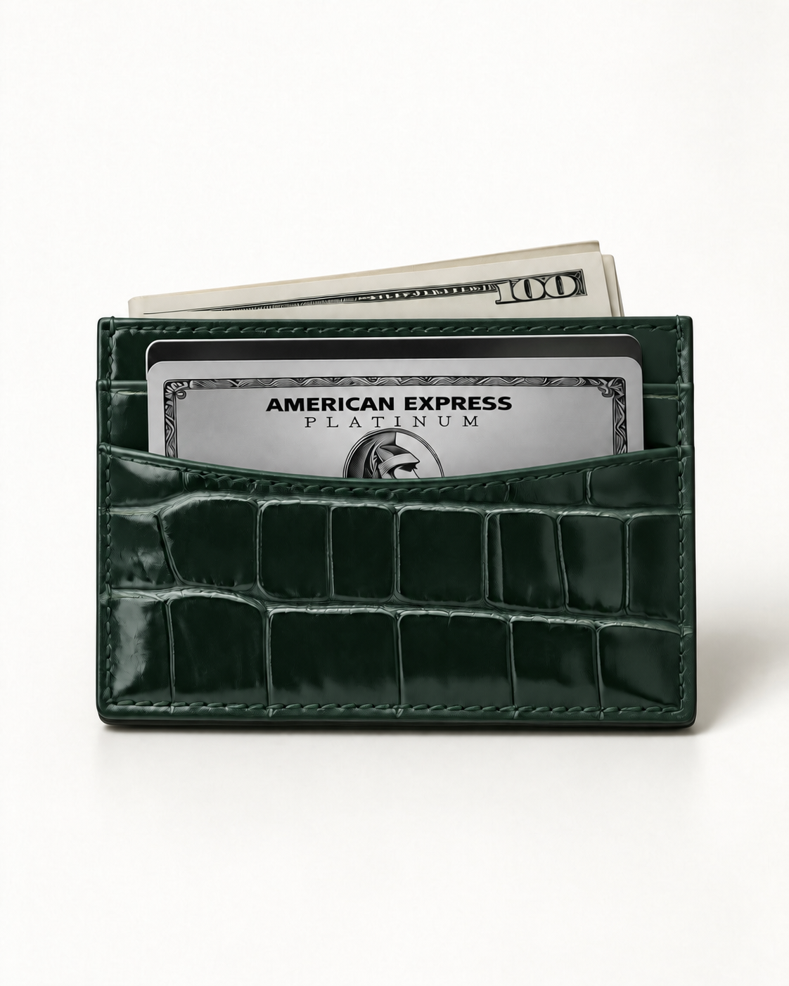 Card Holder - Italian Calfskin with Crocodile Pattern