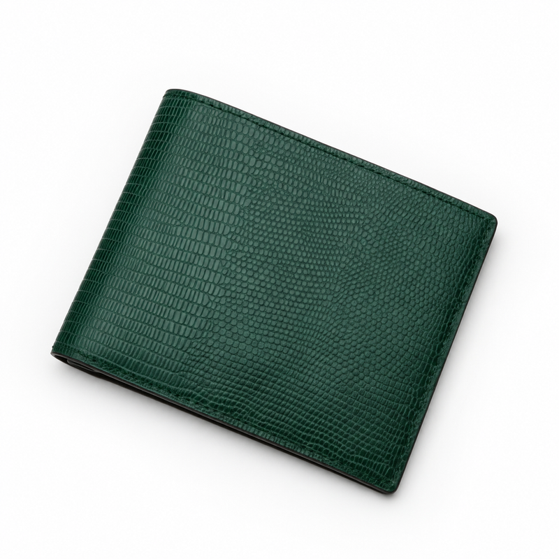 Fold Wallet - Top Grain Cow Leather with Lizard Pattern
