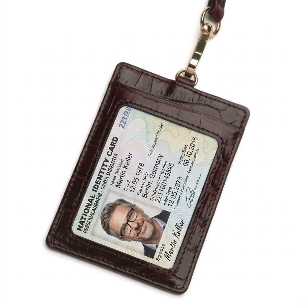 ID Holder - Italian Calfskin with Crocodile Pattern