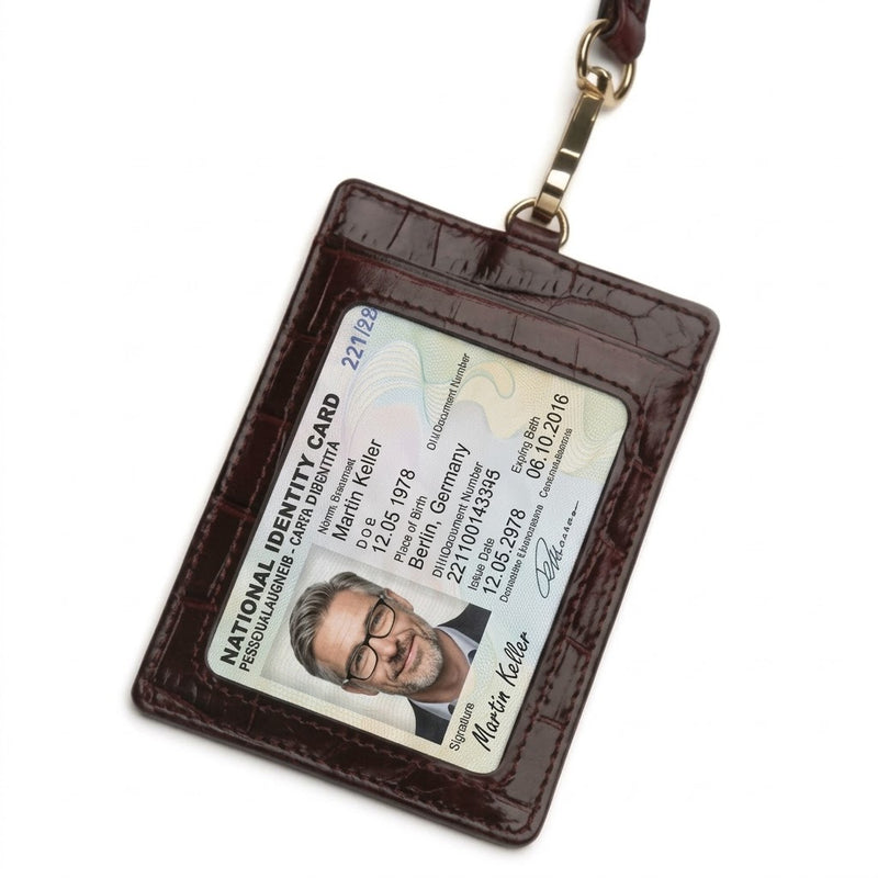 ID Holder - Italian Calfskin with Crocodile Pattern